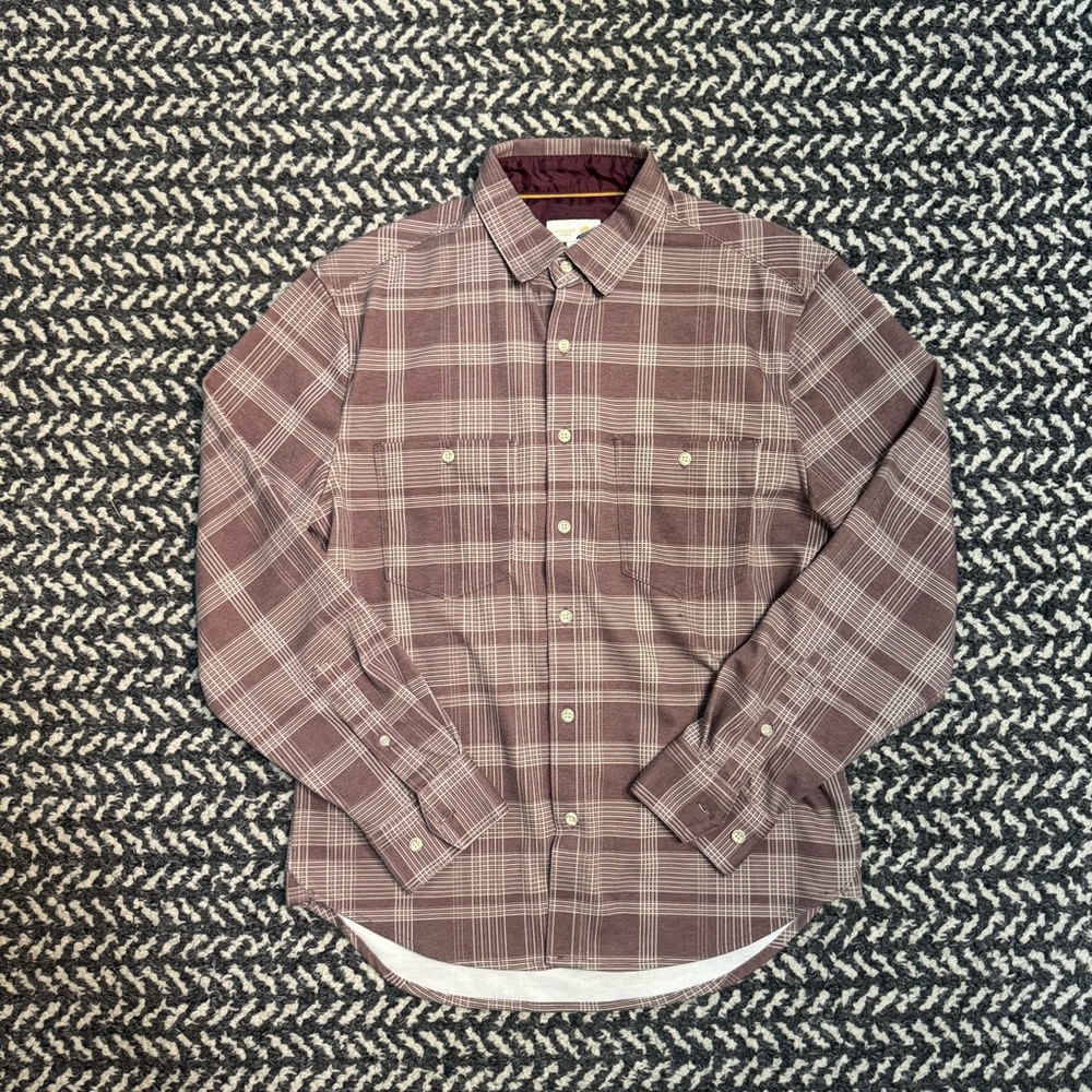 Fundamental Coast Andy Long Sleeve Button Down in Wine Plaid